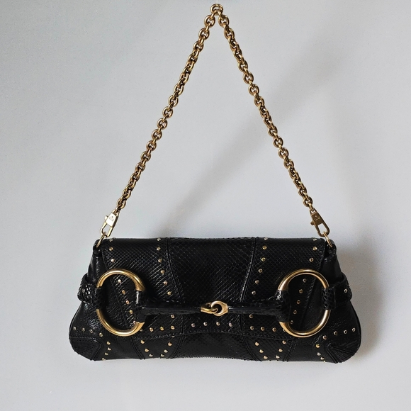 **SOLD**Gucci Horsebit Clutch Tom Ford Era Snakeskin Studded - Picture 2 of 12